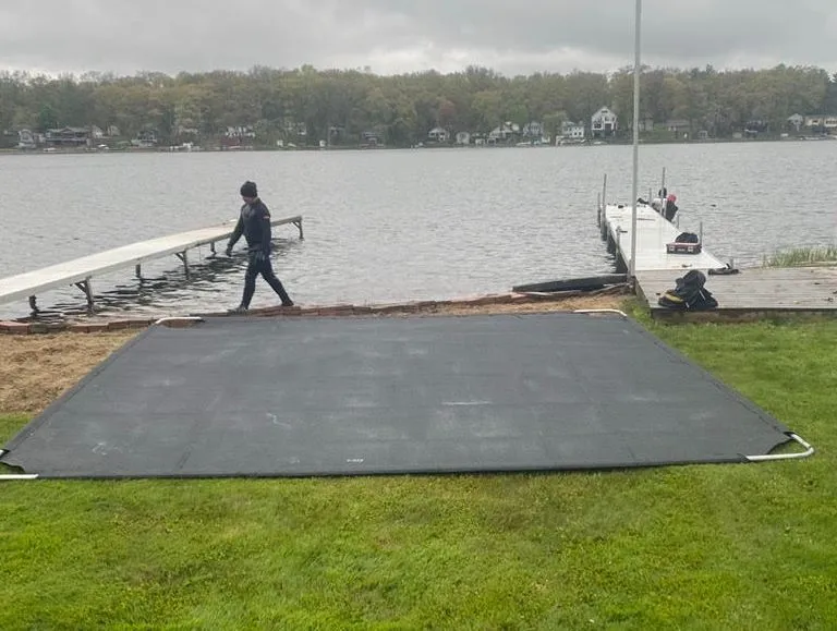 Boatlift creates a firm lake bottom over muck to hold up boat lifts