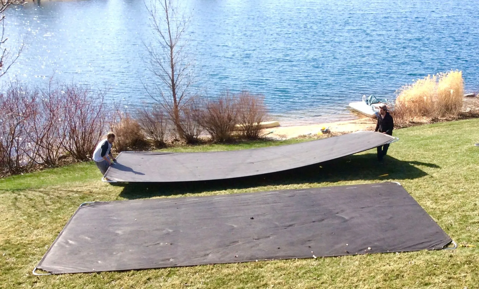 LakeMats are easy to install with two people